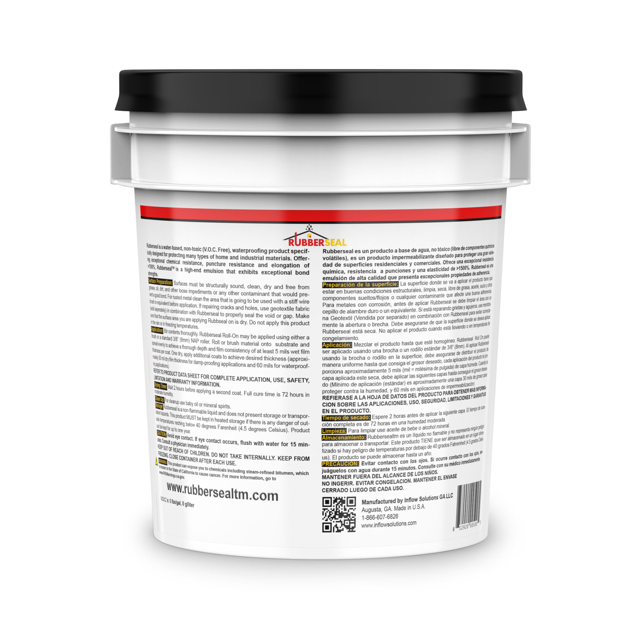 Rubberseal Black 1 Gallon back label