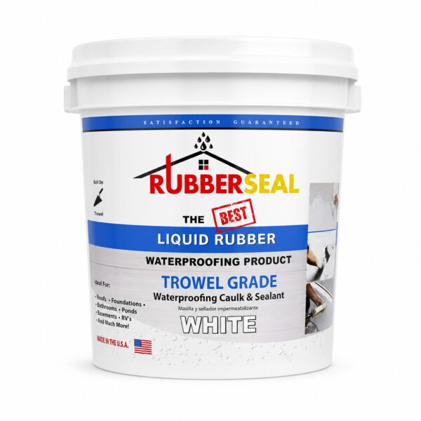 Rubberseal Trowel Grade White 1 gallon waterproofing sealant pail, Made in USA